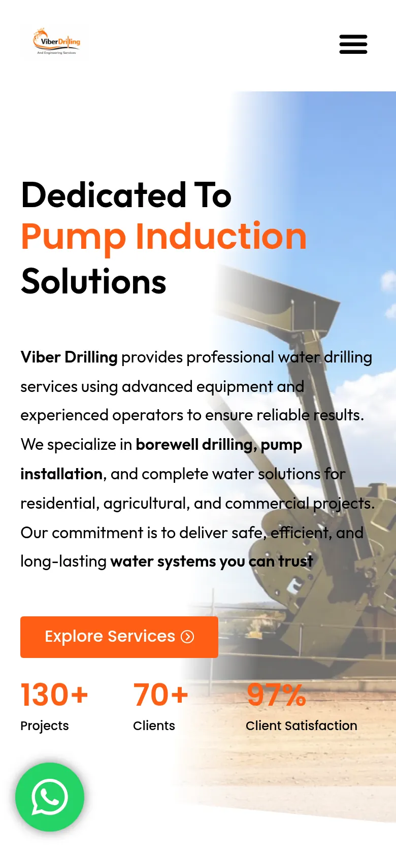 Viber Drilling website on a phone